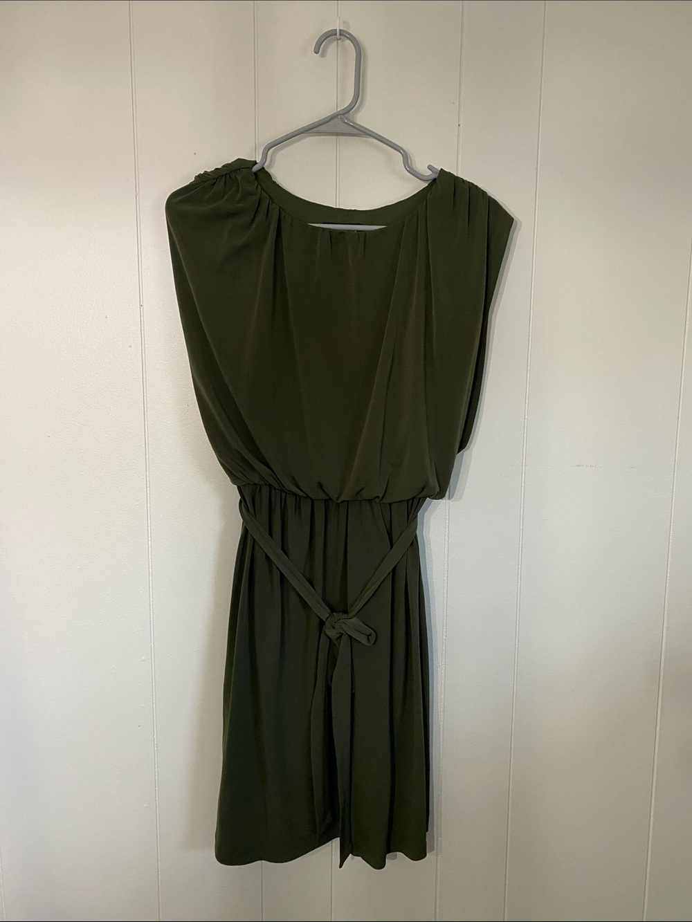 Olive Green Belted Women’s Dress